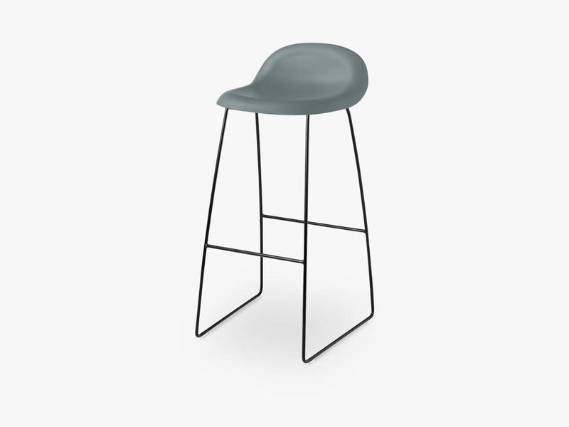 3D Bar Stool - Un-upholstered - 75 cm Sledge Black base, Rainy Grey shell