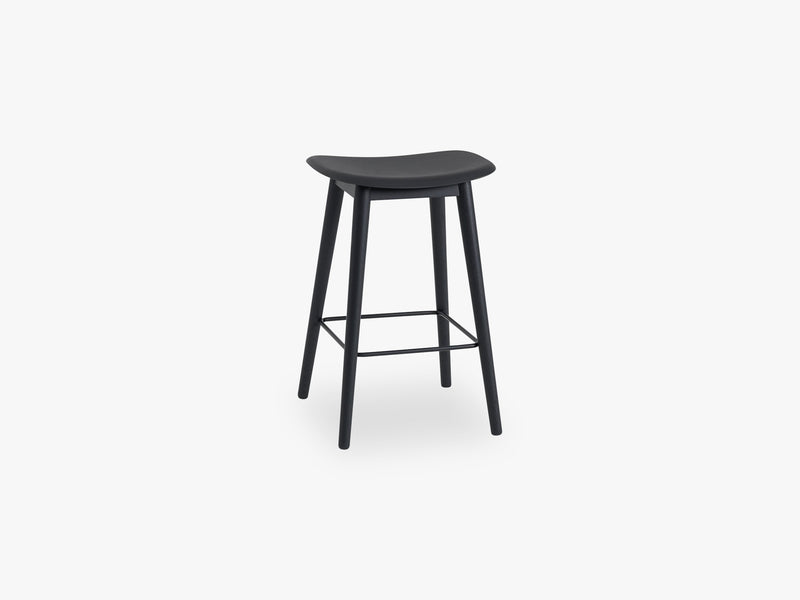 Fiber Bar Stool - Wood Base H: 65 Cm, Black/Black