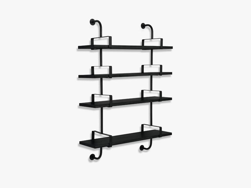 Démon Shelf - 2 Brackets - 95 cm 4 shelves, Black Stained Ash shell