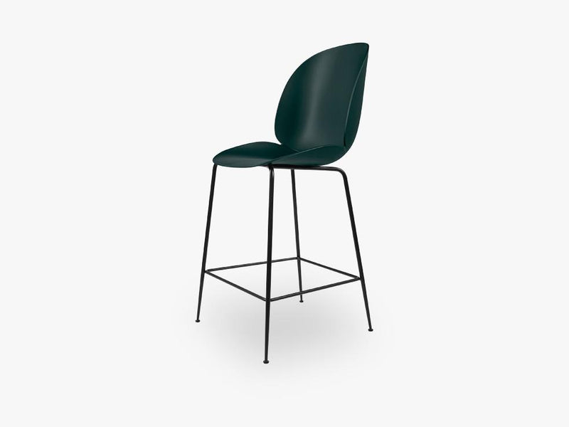 Beetle Counter Chair - Un-upholstered - 64 cm Conic Black base, Green shell