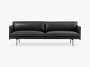 Outline Sofa - 3-Seater, Silk Leather - Black