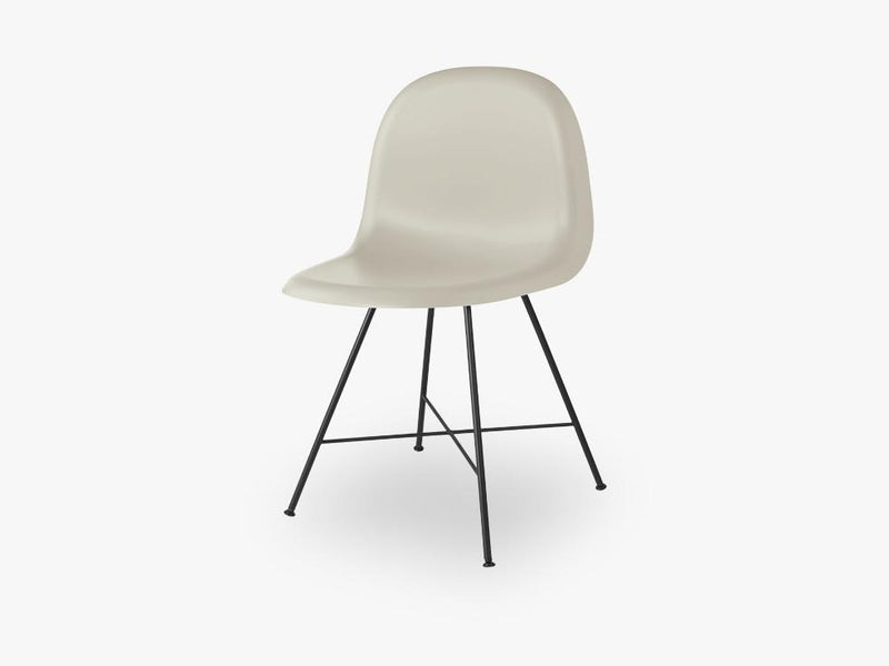 3D Dining Chair - Un-upholstered Center Black base, Moon Grey shell