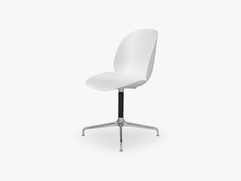 Beetle Meeting chair - Un-upholstered - 4-star swivel Aluminium base, White shell