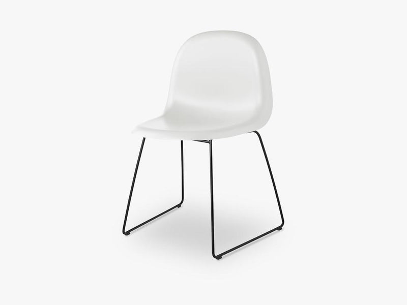 3D Dining Chair - Un-upholstered Sledge Black base, White Cloud shell