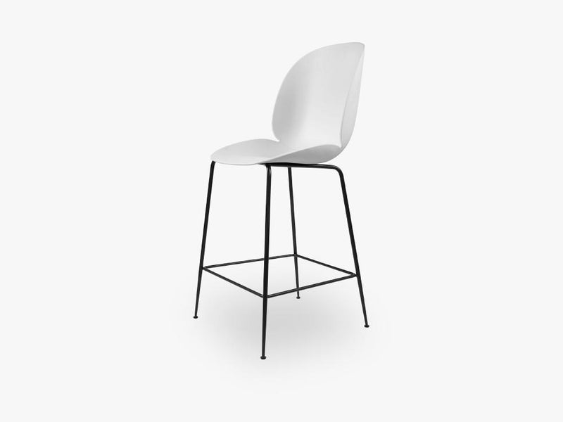 Beetle Counter Chair - Un-upholstered - 64 cm Conic Black base, White shell