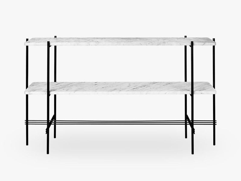 TS Console - 2 rack Black base, Marble white top