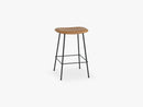 Fiber Bar Stool - Tube Base H: 65 Cm, Silk Leather - Cognac/Black