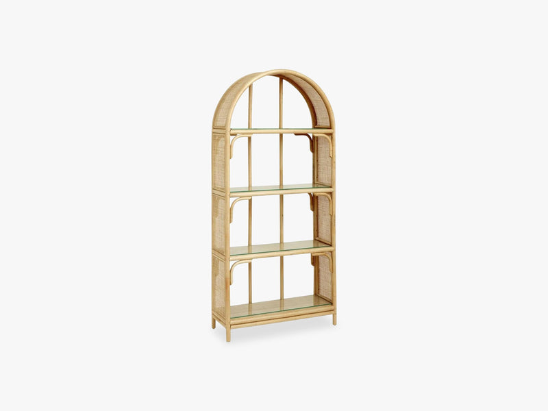 ARCH rattan book case w/glass shelves