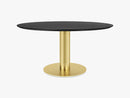 GUBI 2.0 Dining Table - Round - Ø150 - Brass base, Black Stained Ash top
