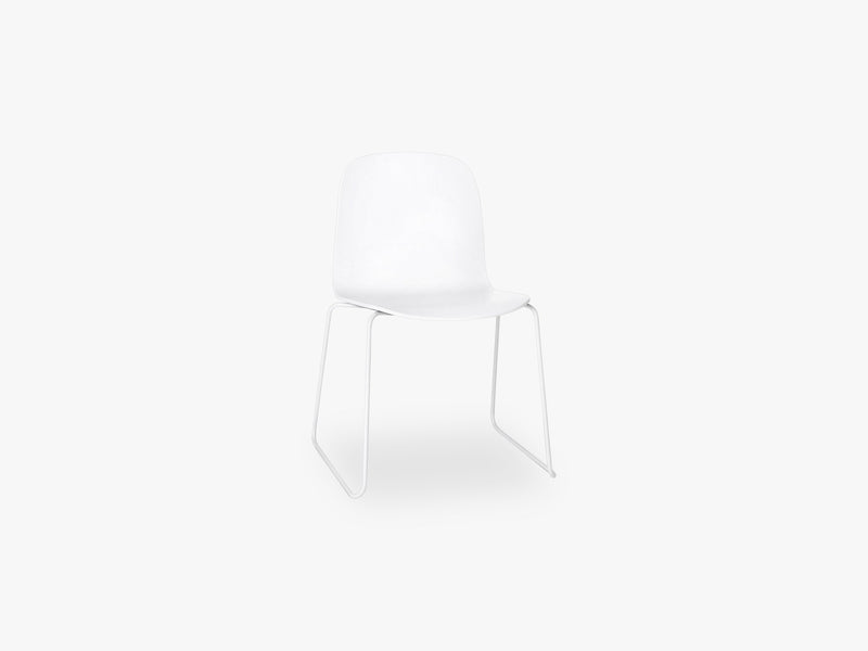 Visu Chair - Sled Base - Wood Shell, White