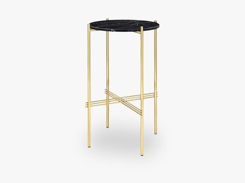 TS Console - Round - Dia 40 Brass base, marble black top