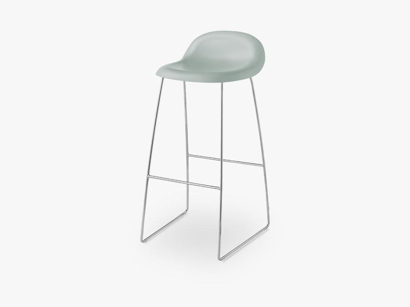 3D Bar Stool - Un-upholstered - 75 cm Sledge Crome base, Nightfall Blue shell