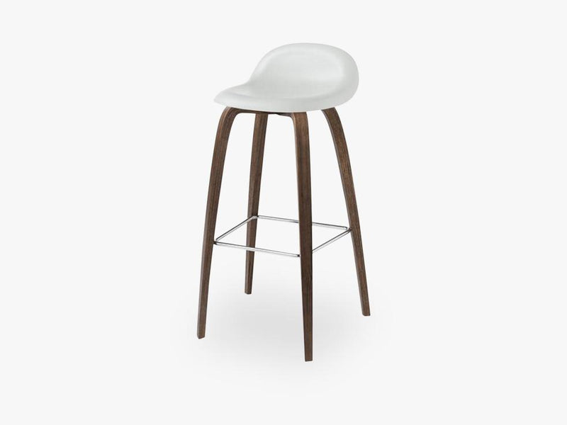 3D Counter Stool - Un-upholstered - 65 cm American Walnut base, White Cloud shell