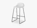 3D Counter Stool - Un-upholstered - 65 cm Sledge Black base, White Cloud shell