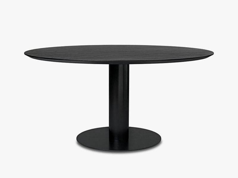 GUBI 2.0 Dining Table - Round - Dia 130 Black Base, Laminate Black Top