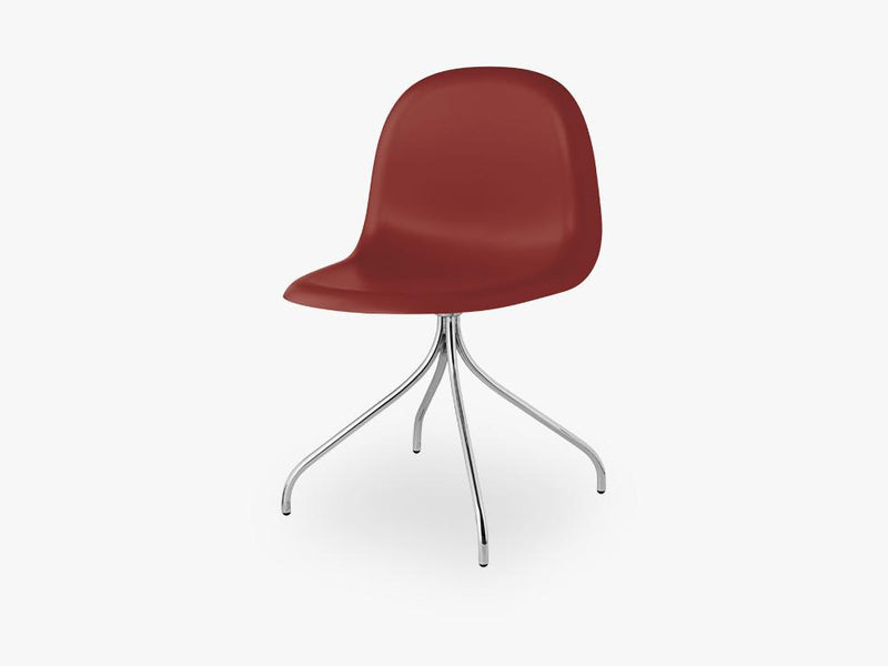 3D Dining Chair - Un-upholstered Swivel Chrome base, Shy Cherry shell