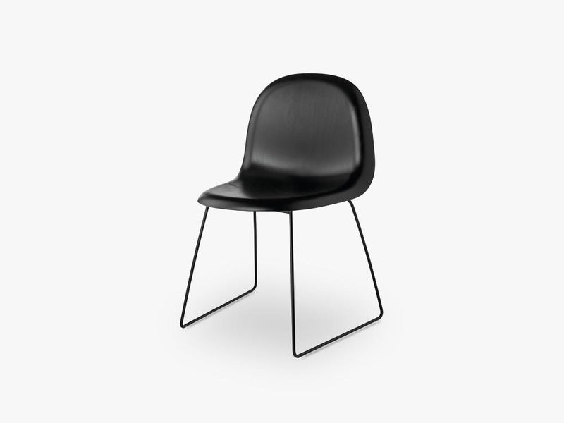 3D Dining Chair - Un-upholstered Sledge Black base, Black Stained Beech shell