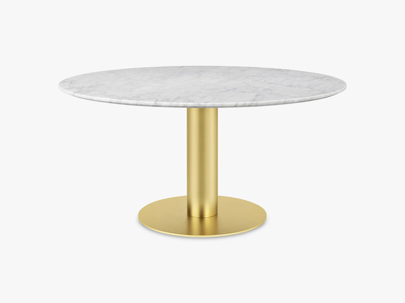 GUBI 2.0 Dining Table - Round - Ø150 - Brass base, Marble White top