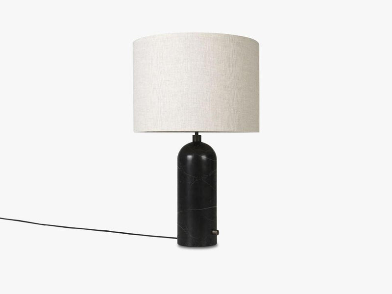 Gravity Table Lamp Large - Black Marble base, Canvas shade