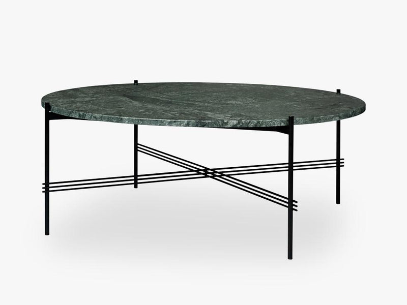 TS Coffee Table - Dia 105 Black base, Marble green top