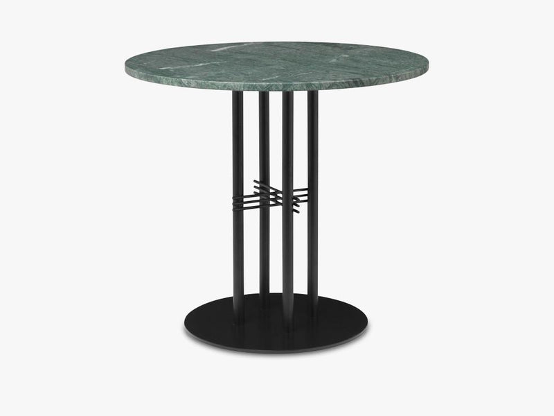 TS Column - Lounge table - Dia 80 Black base, Marble green top