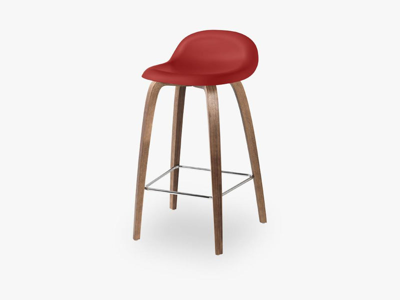 3D Counter Stool - Un-upholstered - 65 cm American Walnut base, Shy Cherry shell