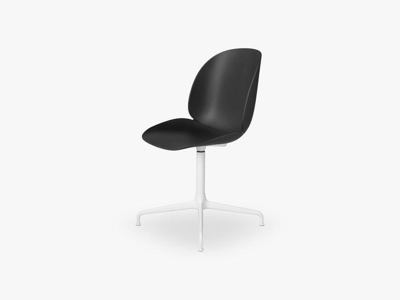 Beetle Meeting chair - Un-upholstered - 4-star swivel White base, Black shell