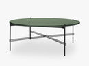 TS Coffee Table - Dia 105 Black base, glass dusty green top