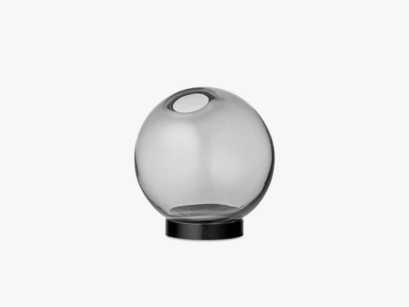 GLOBE vase w stand black, small