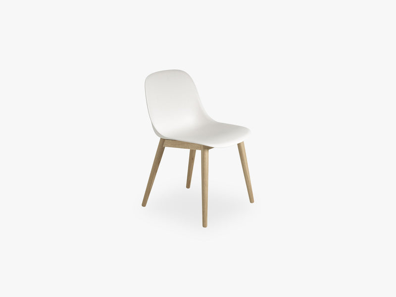 Fiber Side Chair - Wood Base - Normal Shell, Natural White/Oak