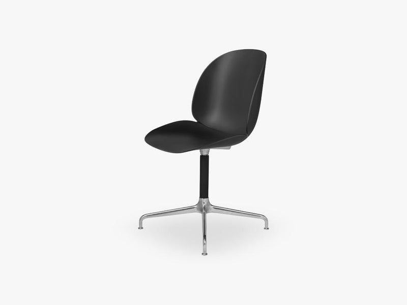 Beetle Meeting chair - Un-upholstered - 4-star swivel Aluminium base, Black shell