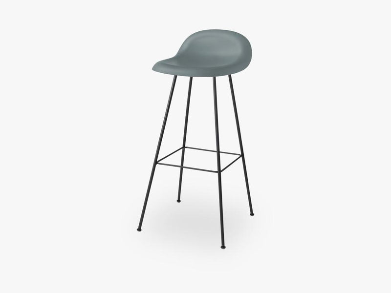 3D Bar Stool - Un-upholstered - 75 cm Center Black base, Rainy Grey shell