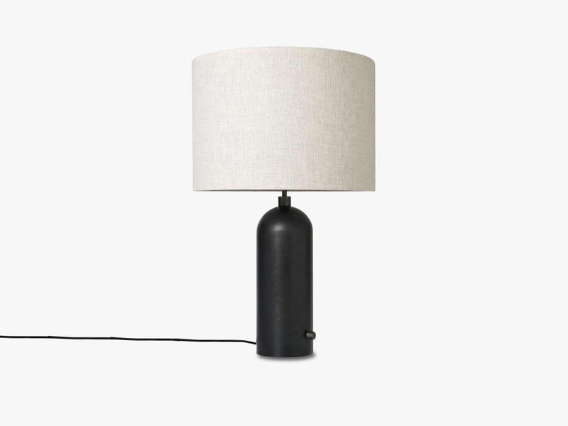 Gravity Table Lamp Large - Blackened Steel base, Canvas shade