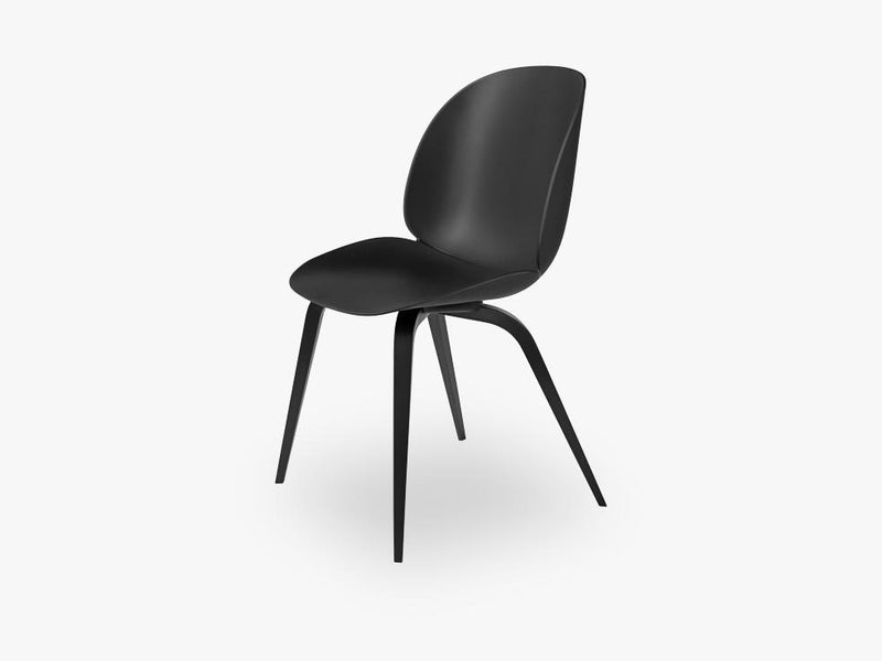 Beetle Dining Chair - Un-upholstered Black Stained Beech base, Black shell