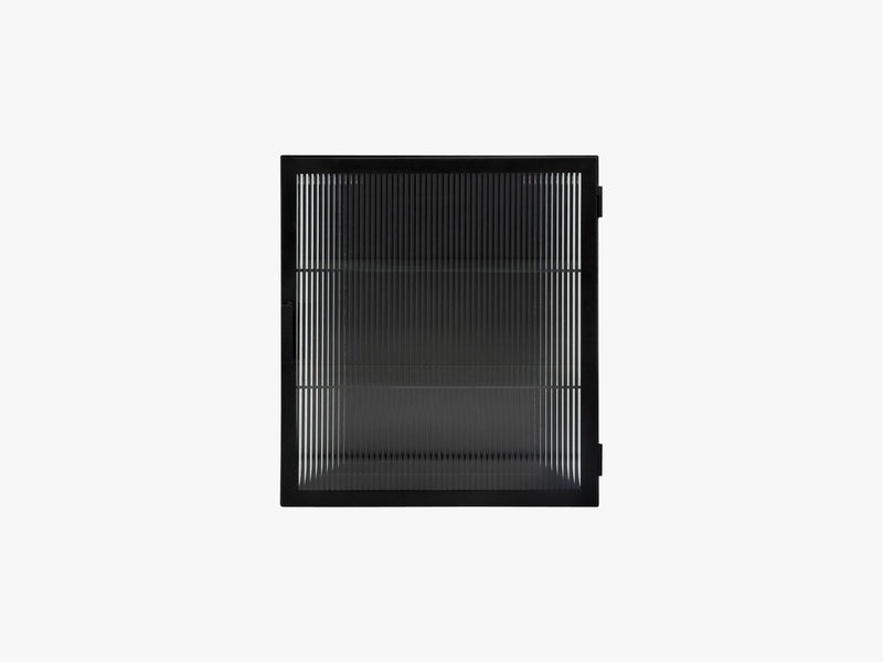 Wall cabinet, black, 1 door, groovy glas