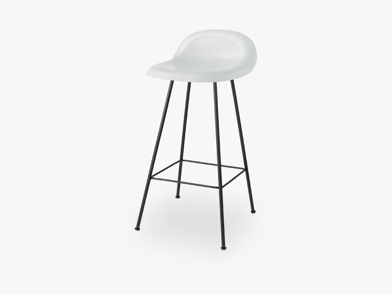 3D Counter Stool - Un-upholstered - 65 cm Center Black base, White Cloud shell