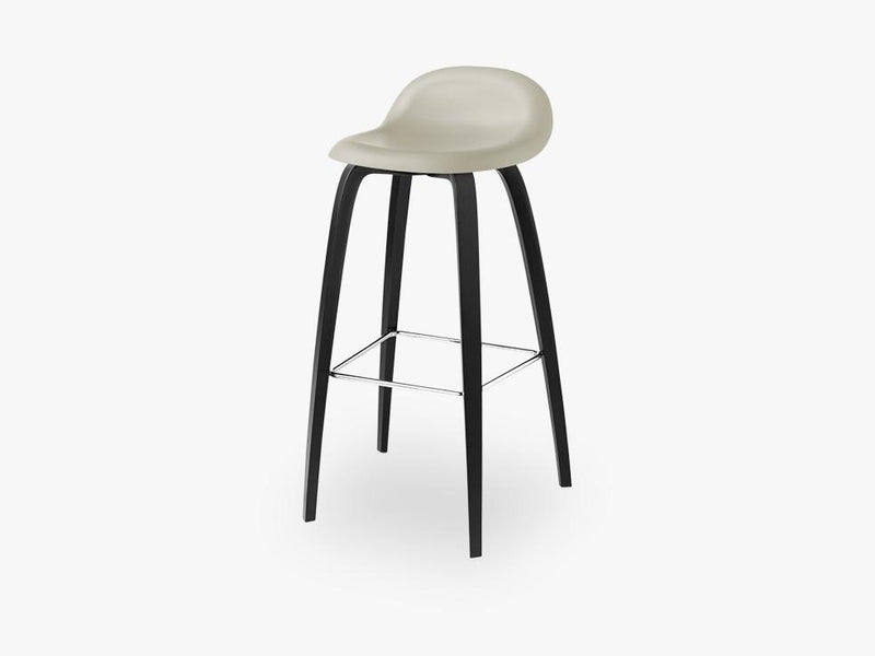 3D Bar Stool - Un-upholstered - 75 cm Black Stained Beech base, Moon Grey shell