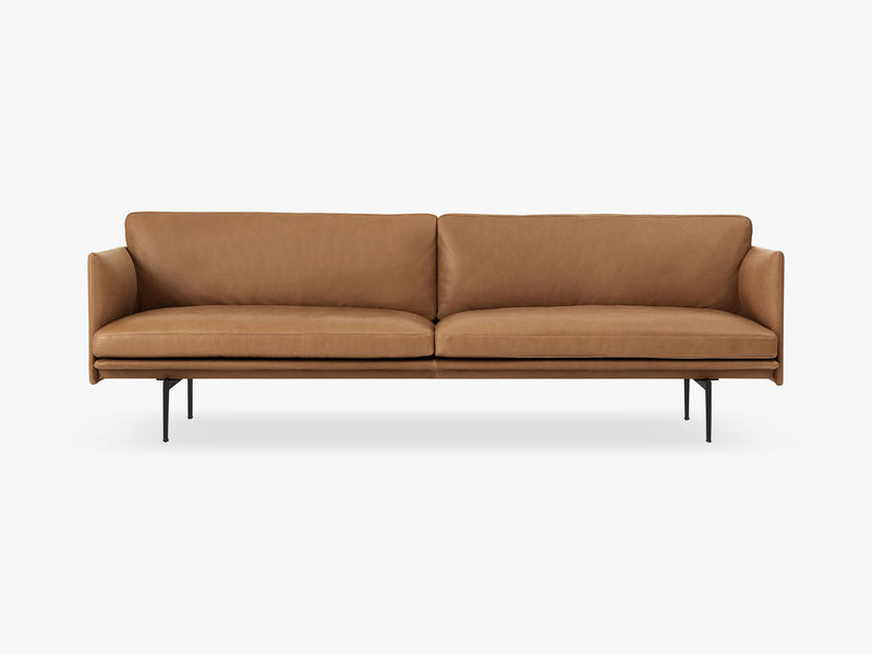 Outline Sofa - 3-Seater, Silk Leather - Cognac