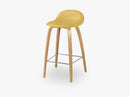3D Counter Stool - Un-upholstered - 65 cm Oak base, Venetian Gold shell