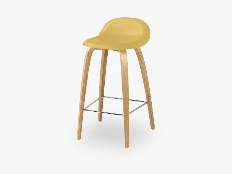 3D Counter Stool - Un-upholstered - 65 cm Oak base, Venetian Gold shell