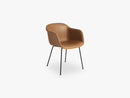Fiber Armchair - Tube Base - Leather Shell, Silk Leather - Cognac/Black