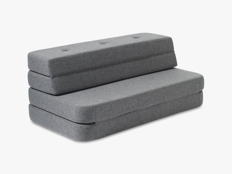 KK 3 Fold Sofa, Blue grey w grey buttons