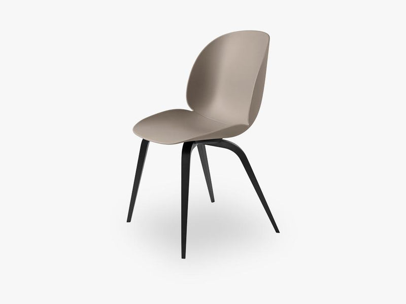 Beetle Dining Chair - Un-upholstered Black Stained Beech base, New Beige shell