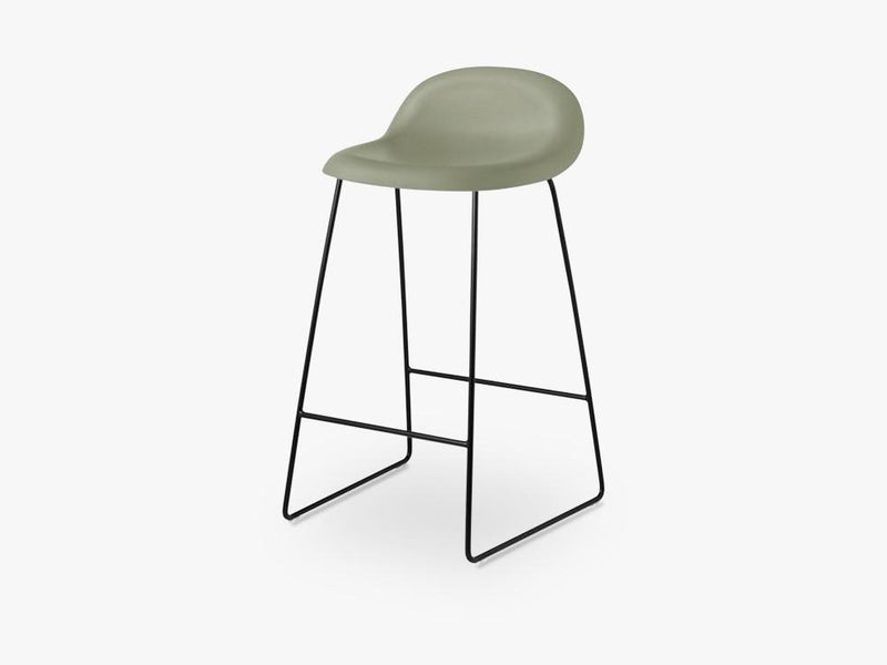 3D Counter Stool - Un-upholstered - 65 cm Sledge Black base, Mistletoe Green shell