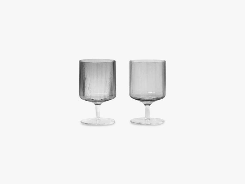 Ripple Wine Glasses - 2 pcs, Smoked