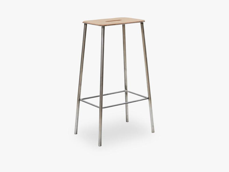 Adam Stool H76, Raw Steel Leather