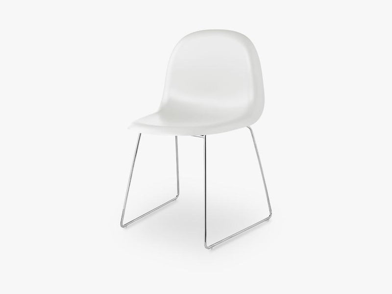 3D Dining Chair - Un-upholstered - Stackable Sledge Crome base, White Cloud shell