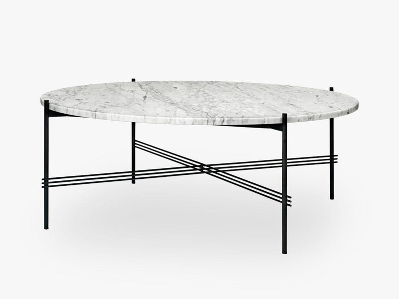 TS Coffee Table - Dia 105 Black base, Marble white top