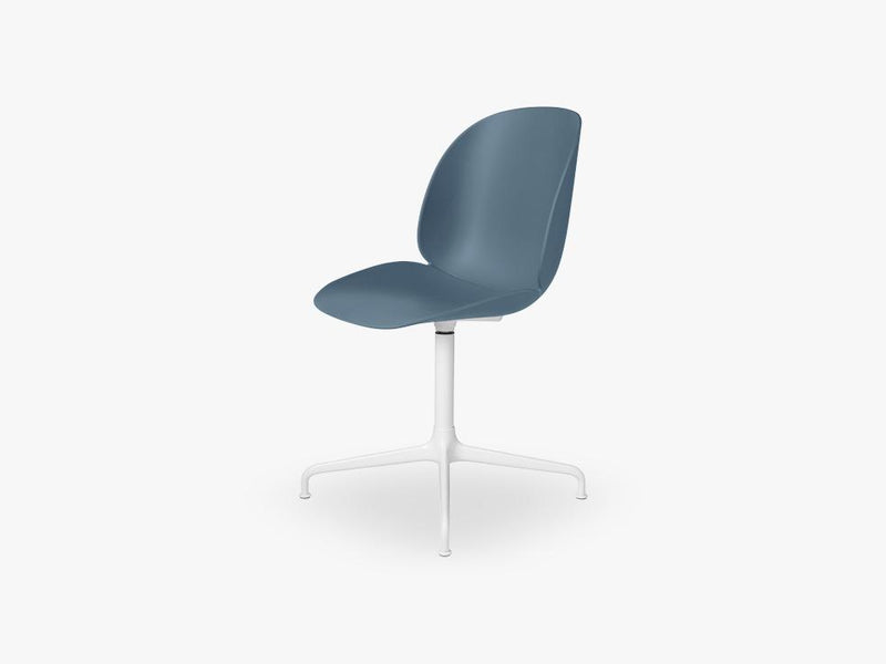 Beetle Meeting chair - Un-upholstered - 4-star swivel White base,Blue Grey shell