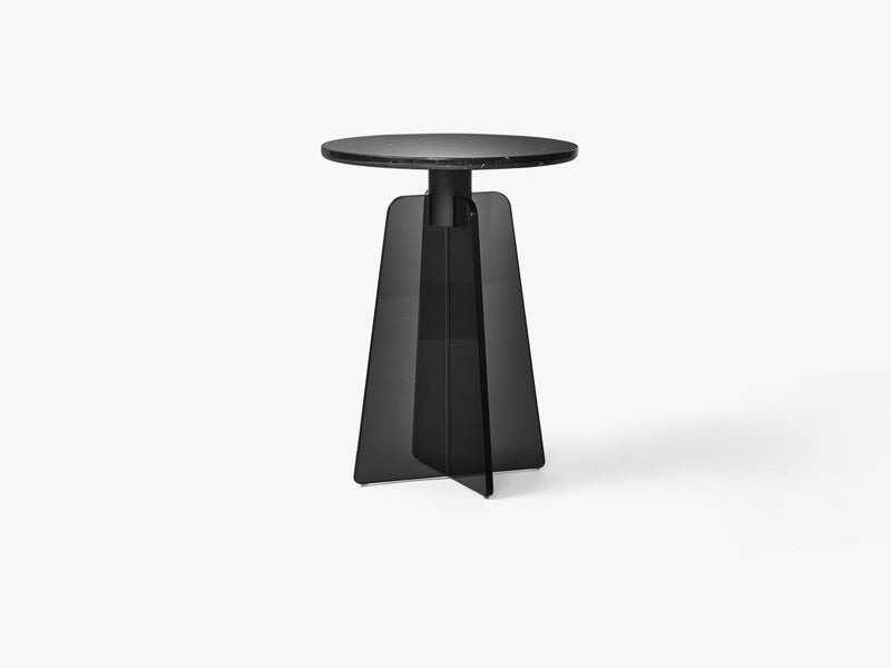 Cupola Side Table, Black Glass/Black Marble